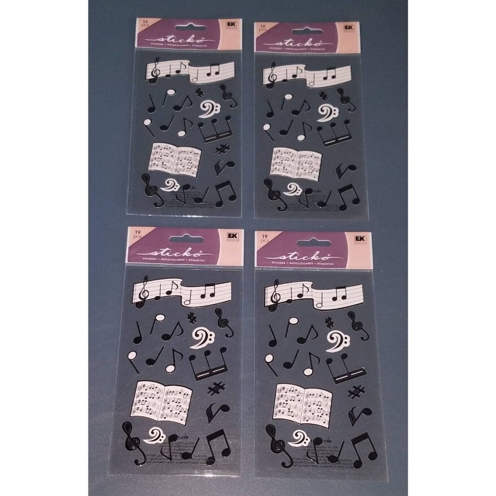 NEW 4 Pks Sticko Stickers Musical Notes Sheet Music Teacher Scrapbooking Lot